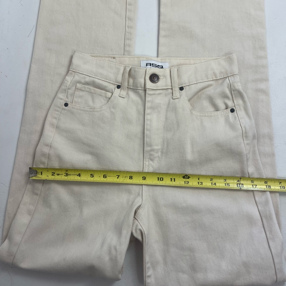 RSQ High Rise Relaxed Straight Leg Cream Jeans Size 25 - Picture 4 of 14